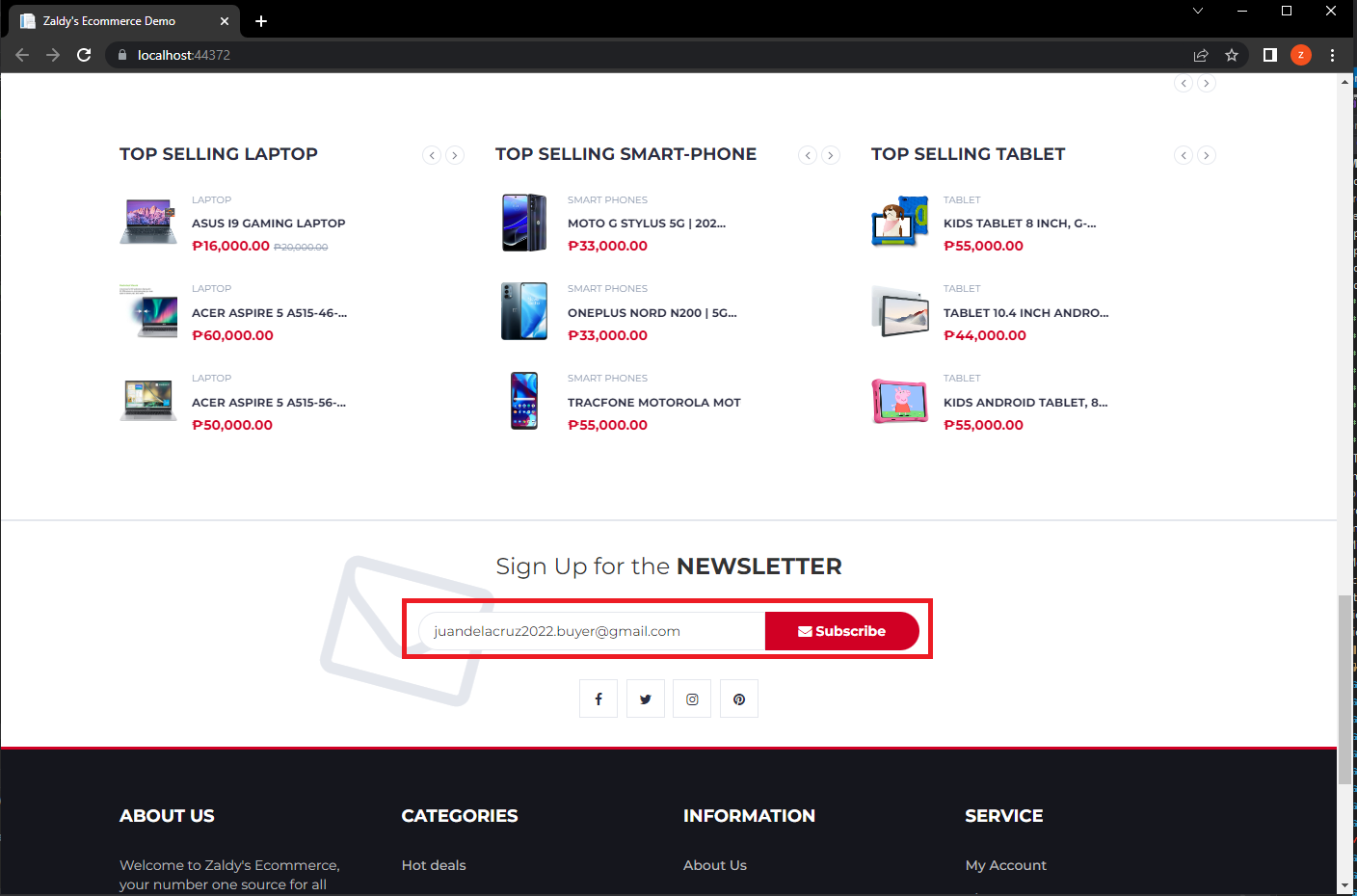 subscribe to newsletter